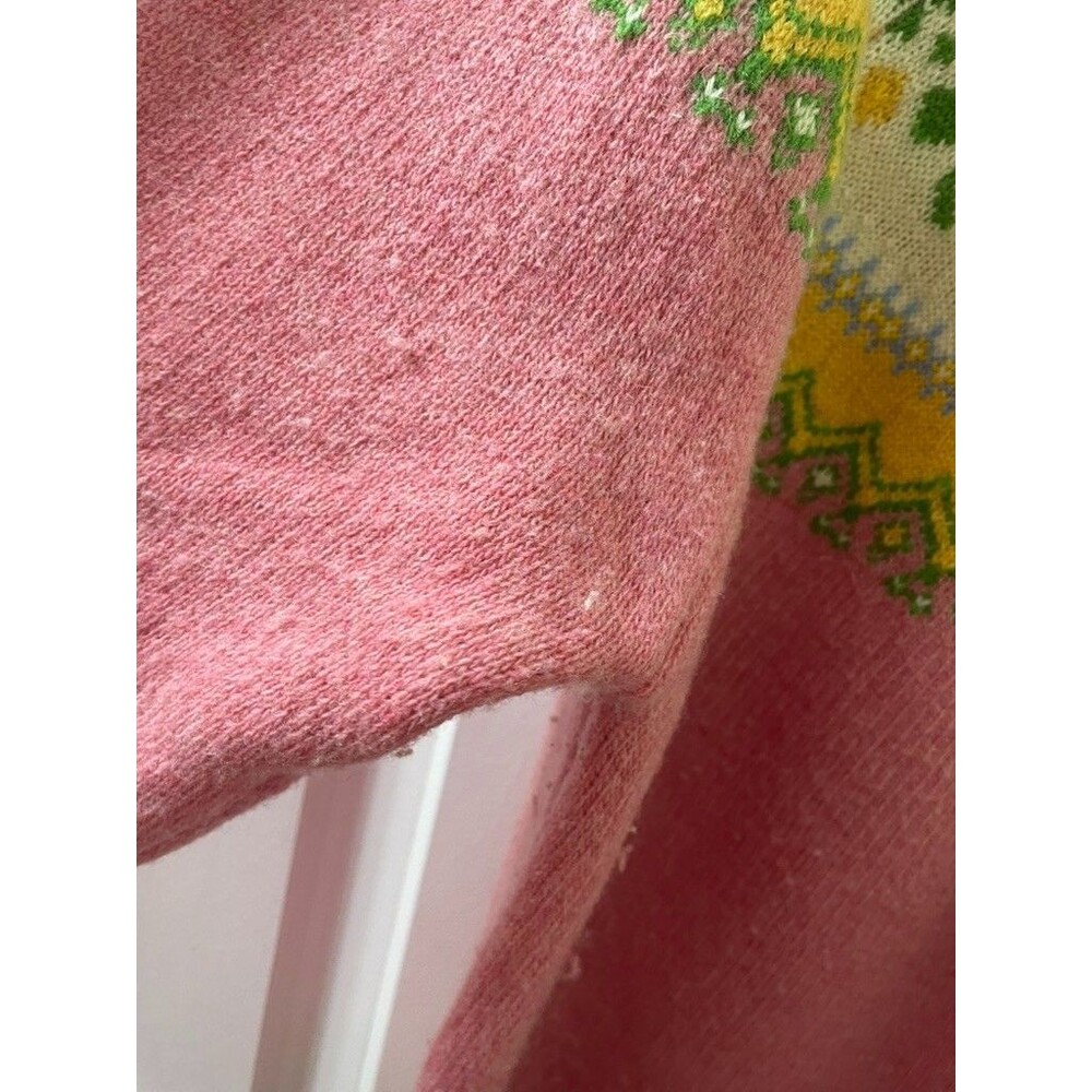 Kiel James Patrick Pink Fair Isle Crew Neck Wool Sweater Womans Size XXL - Picture 5 of 10